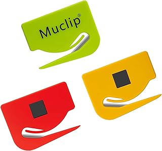 Muclip 3 Pack Magnetic Letter Opener Kit - Safety Envelope Slitter with Hidden Blade & ABS Grip,6 Colors Envelope Opener for Letter,Mail,Packages,Office,Home (Includes 3 Magnetic Stickers)