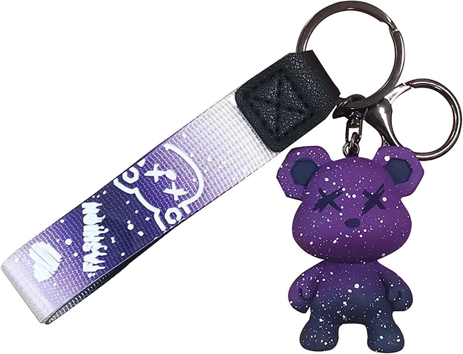 BeiQianEkeychains,Gradient Bear Keyring , Creative Woven Rope Resin Keychain for Birthday Graduation Keyring Gift