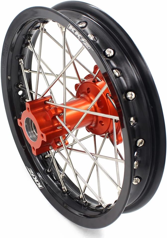 KKE 1.4x14"/1.6x12" Kid's Small Wheels Rims Set Compatible with KTM65 SX 2002-2023 Mini Orange Hub