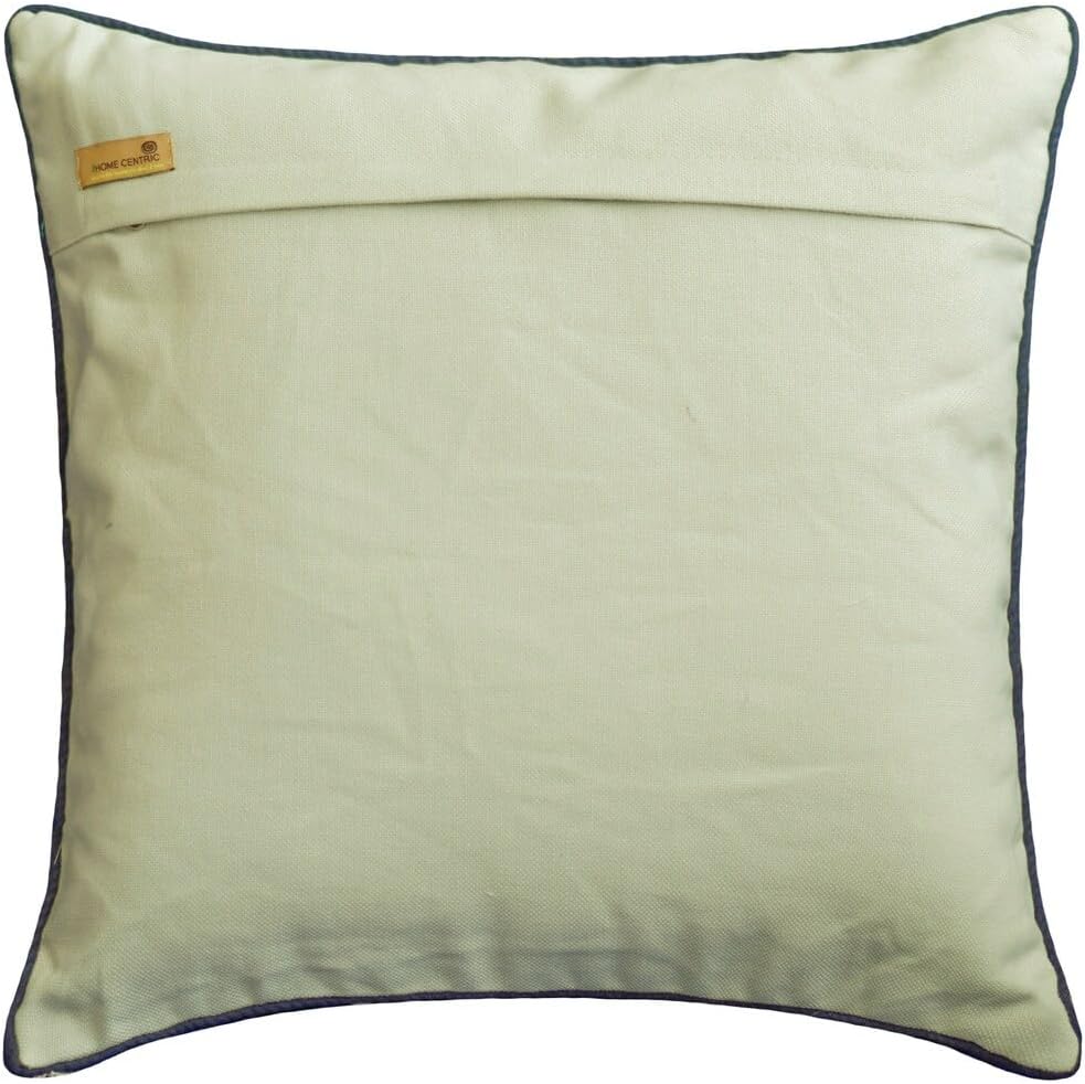 The HomeCentric Pillow Sham, Decorative Navy Blue & Ivory 26"x26" (65x65 cm) European Shams, Jacquard Embroidered with Lace Throw Pillows for Sofa, Geometric Pattern Morrocan - Moroccan Flavor