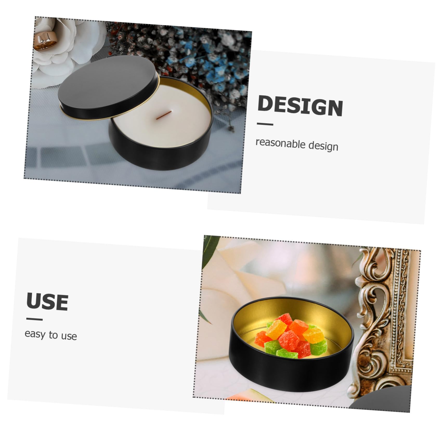 HAPINARY 6pcs Multi-Function Round Candle Storage Boxes Compact Makeup Containers for Travel for Skin Care and DIY Candle Making Can Lid