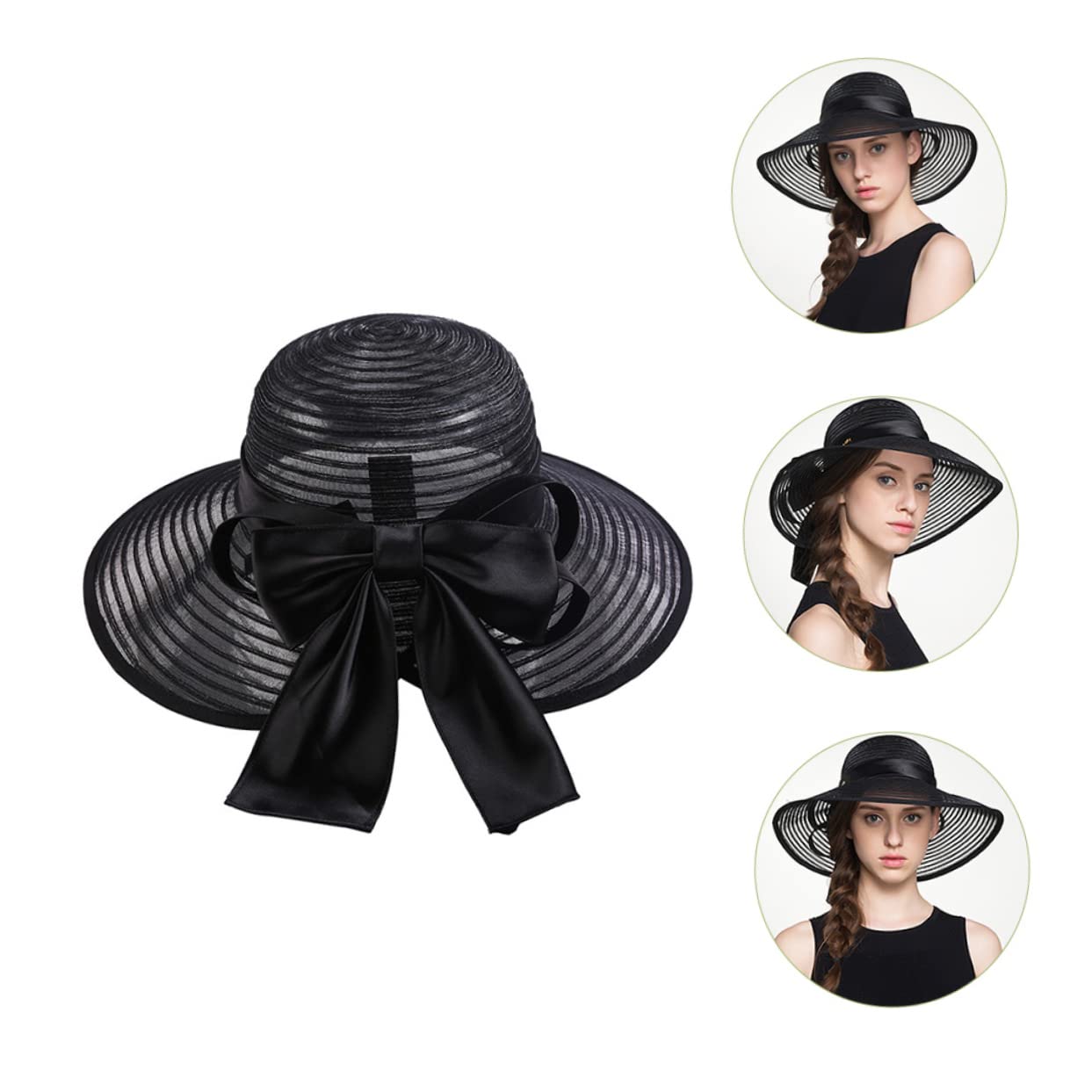 BESPORTBLE 2 Pièces Chapeau de Plage été Femme Large Brim et Nœud Délicat Chapeau de Protection Solaire Respirant pour Activités Extérieures pour Plage et Sorties