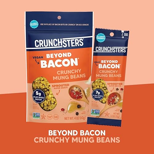 Miniatura 5 de Crunchsters Frijoles Mung Crujientes, Super-Snack de proteína a base de plantas y aderezo para ensalada, sin gluten, sin nueces, vegano, 0.22 oz de