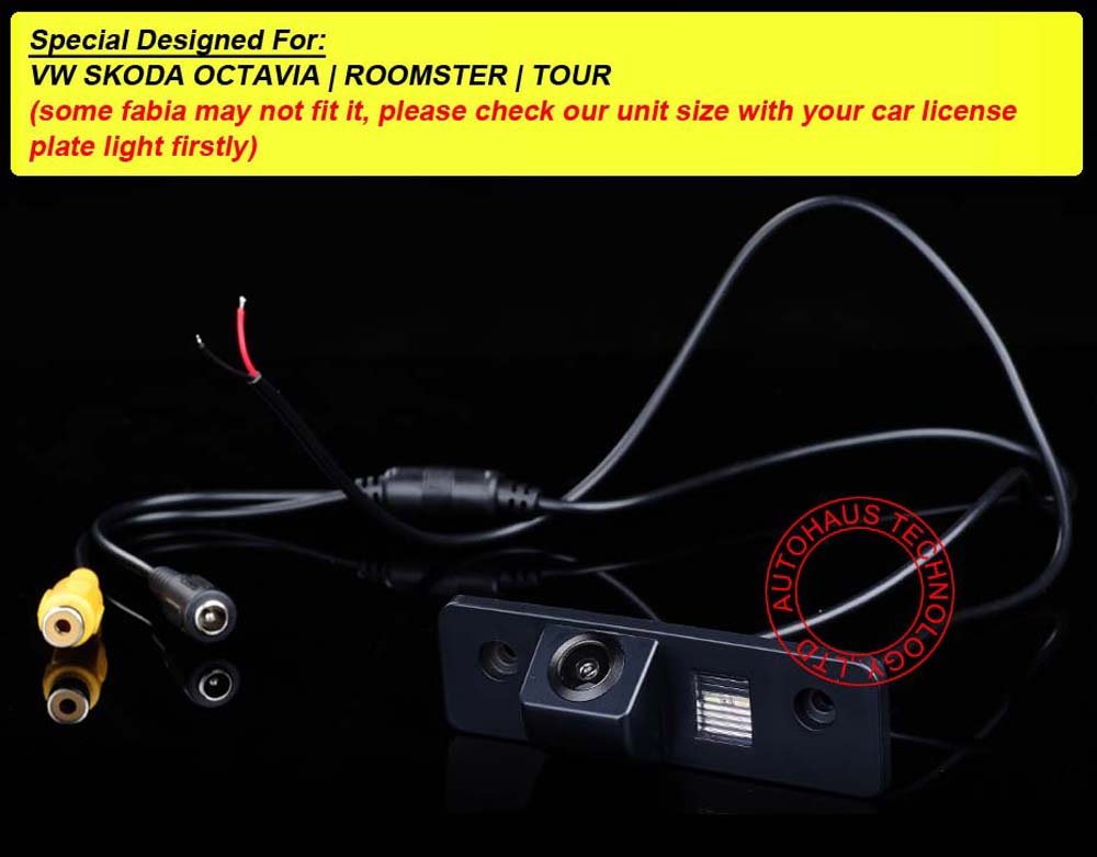 HD Auto Vehicle Car Van 170° Wide Angle License Plate Light Rear View Reversing Backup Camera Parking Aids System Compatible with V W Skoda Octavia/Roomster/Tour - Image 2