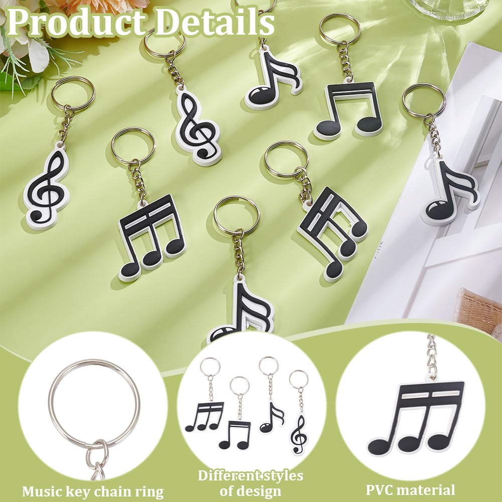 FREEBLOSS 100 llaveros de notas musicales, 4 estilos de PVC, colgantes para bolsa de regalo de fiesta para profesores y amantes de la música