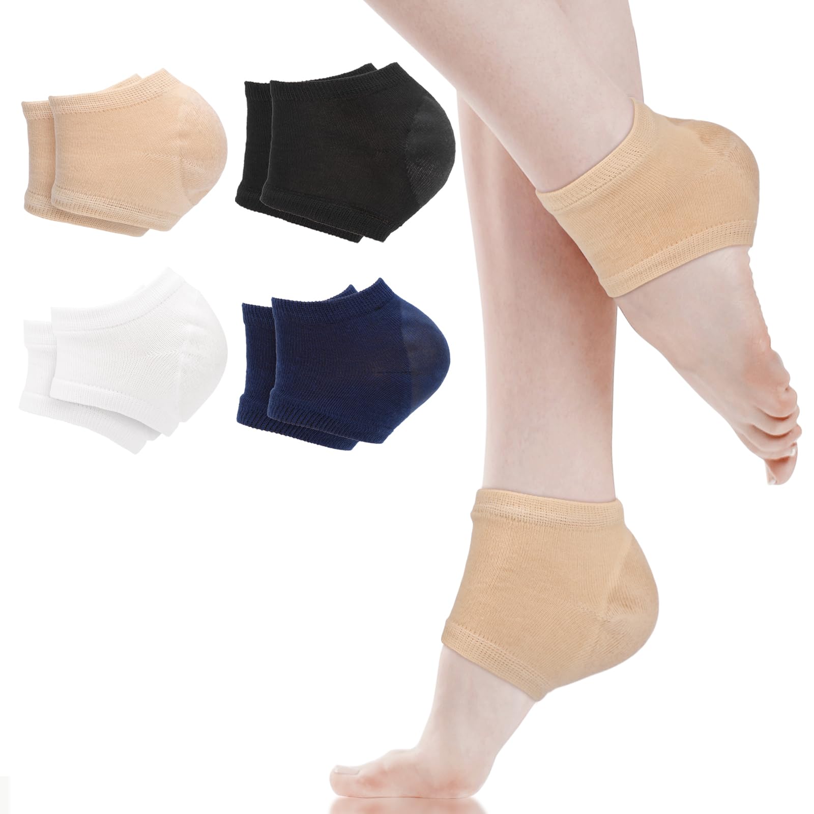 Segbeauty 8pcs Moisturizing Gel Heel Socks, 4 Pairs Sleeping Socks Soft Moisturizing Sock for Women Dry Cracked Feet, Foot Socks with Gel Lining,