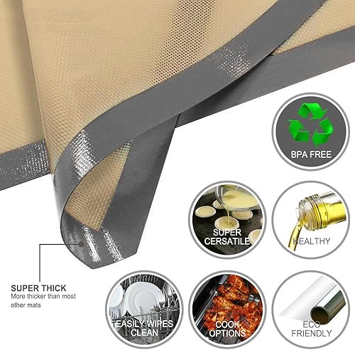 Miniatura 8 de 2 alfombrillas de silicona para hornear alimentos, alfombrilla de silicona segura para hornear, alfombrilla antiadherente para hornear pan, bandeja
