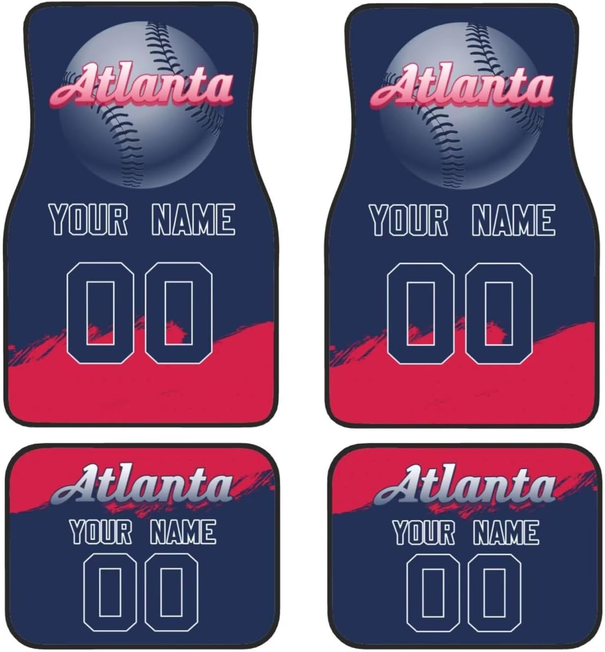 New York Custom Car Floor Mats,Add Personalized Name Number As Gifts for Baseball Loyal Fans,Car Interior Accessoriess Car Accessories，Fit for Most Car -4 piece Set.