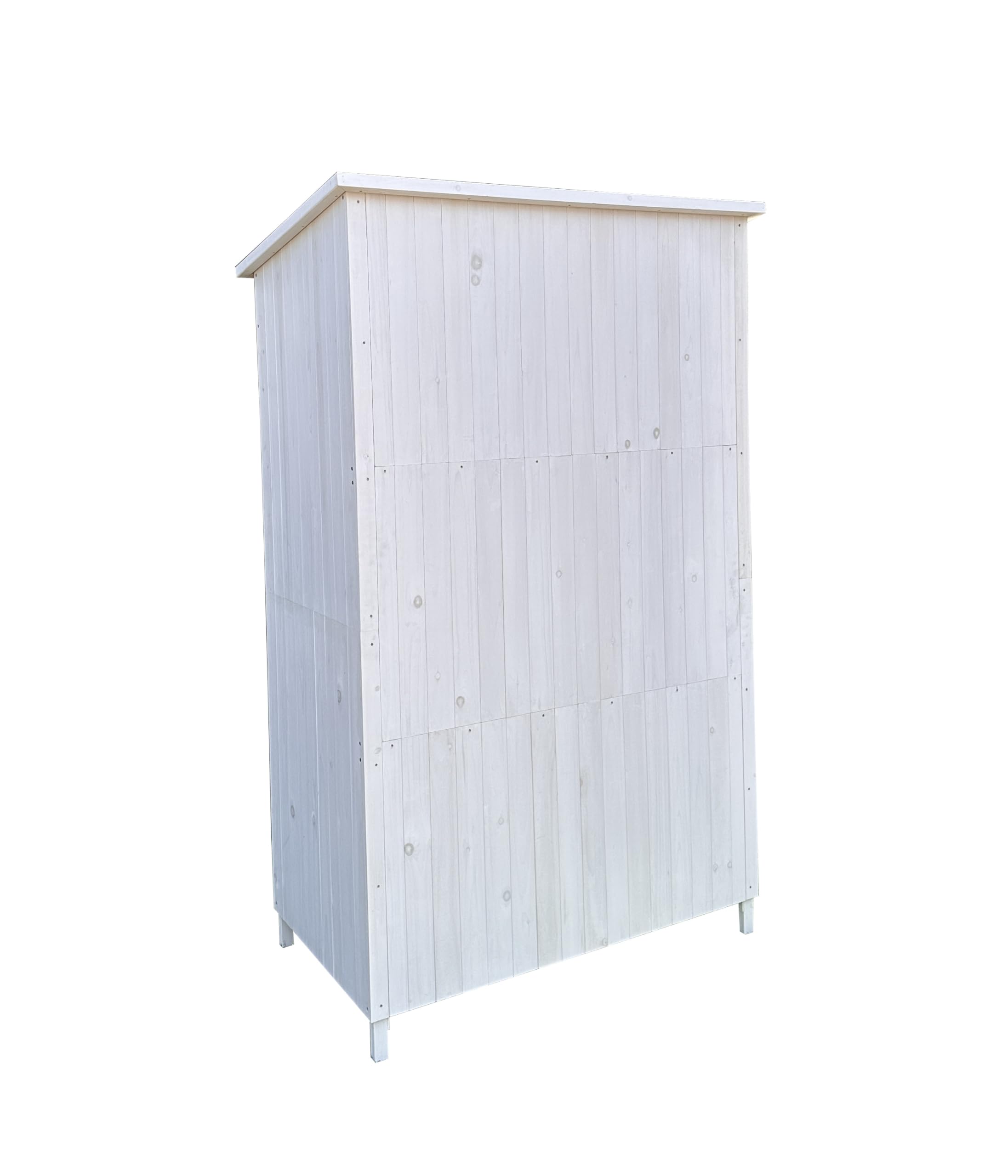 Leco-Gartenschrank Toni – Wetterfestes, getrocknetes, lasiertes Tannenholz – wasserdichte Dachpappe – weiß