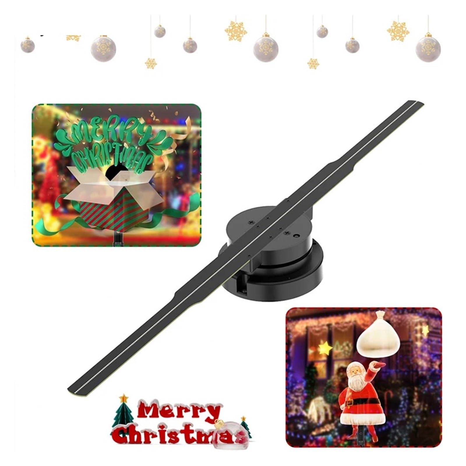 Projecteur Holographique 3D Ventilateur LED - Effet Sapin De Noël - 16,5 Pouces - Contrôle WiFi Et Télécommande - Pour Magasin, Bar, événement