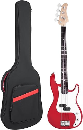 Muscab Bolsa de guitarra para bajo de 0.276 in, acolchado para bajo eléctrico, mochila con correa para el cuello y bolsillos, color negro