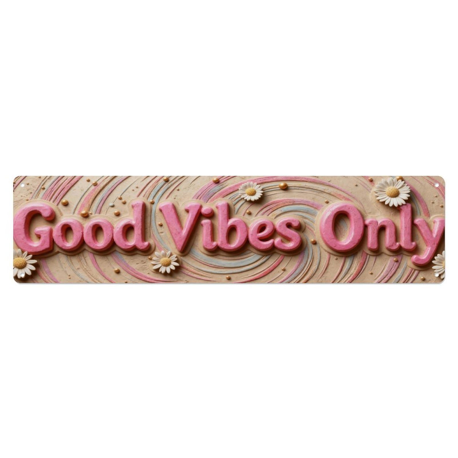 Colorful Swirls Daisies Sparkles Text Metal Tin Sign Plaque
