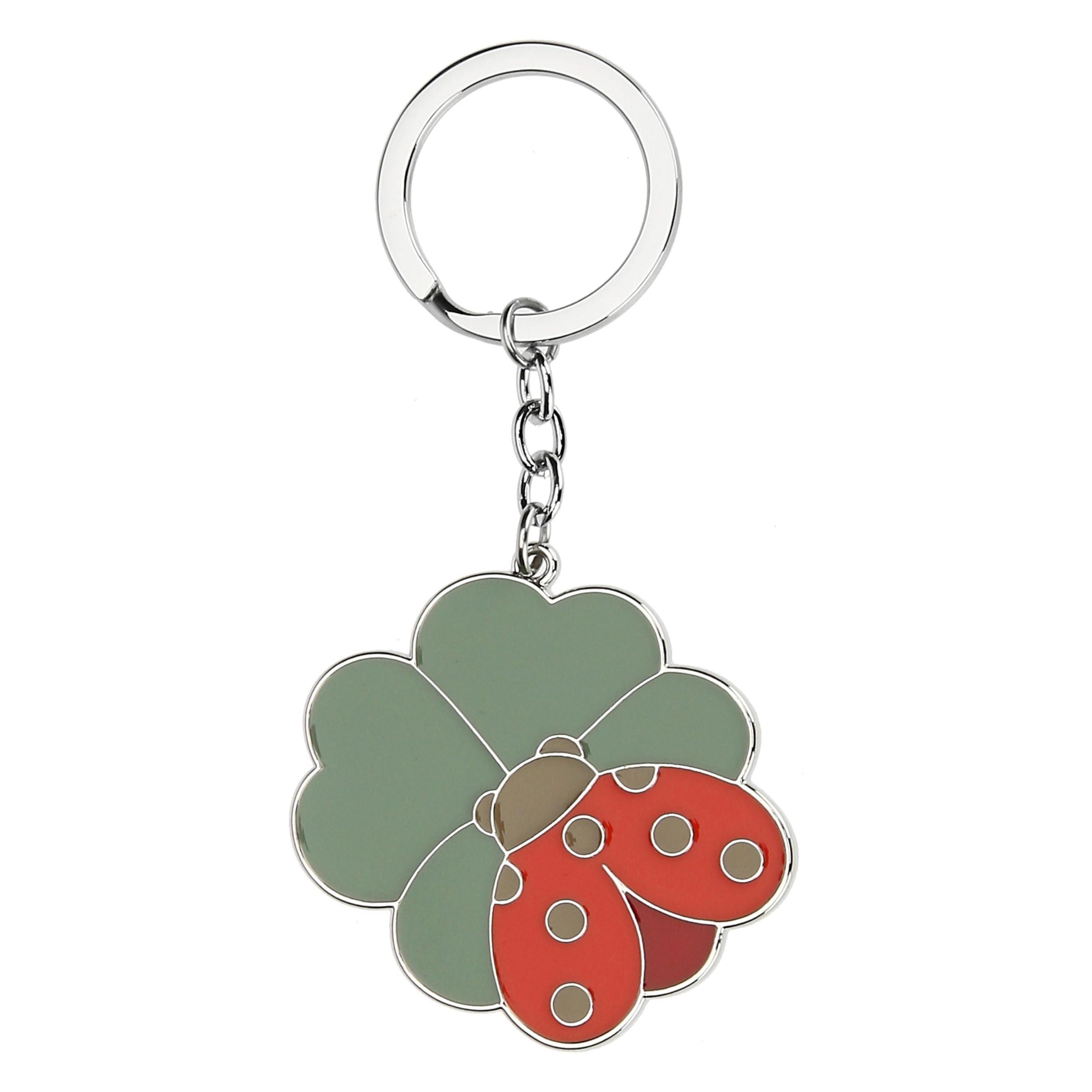 THUN Ella lui Metal Enamel Four Leaf Clover Ladybird Keyring