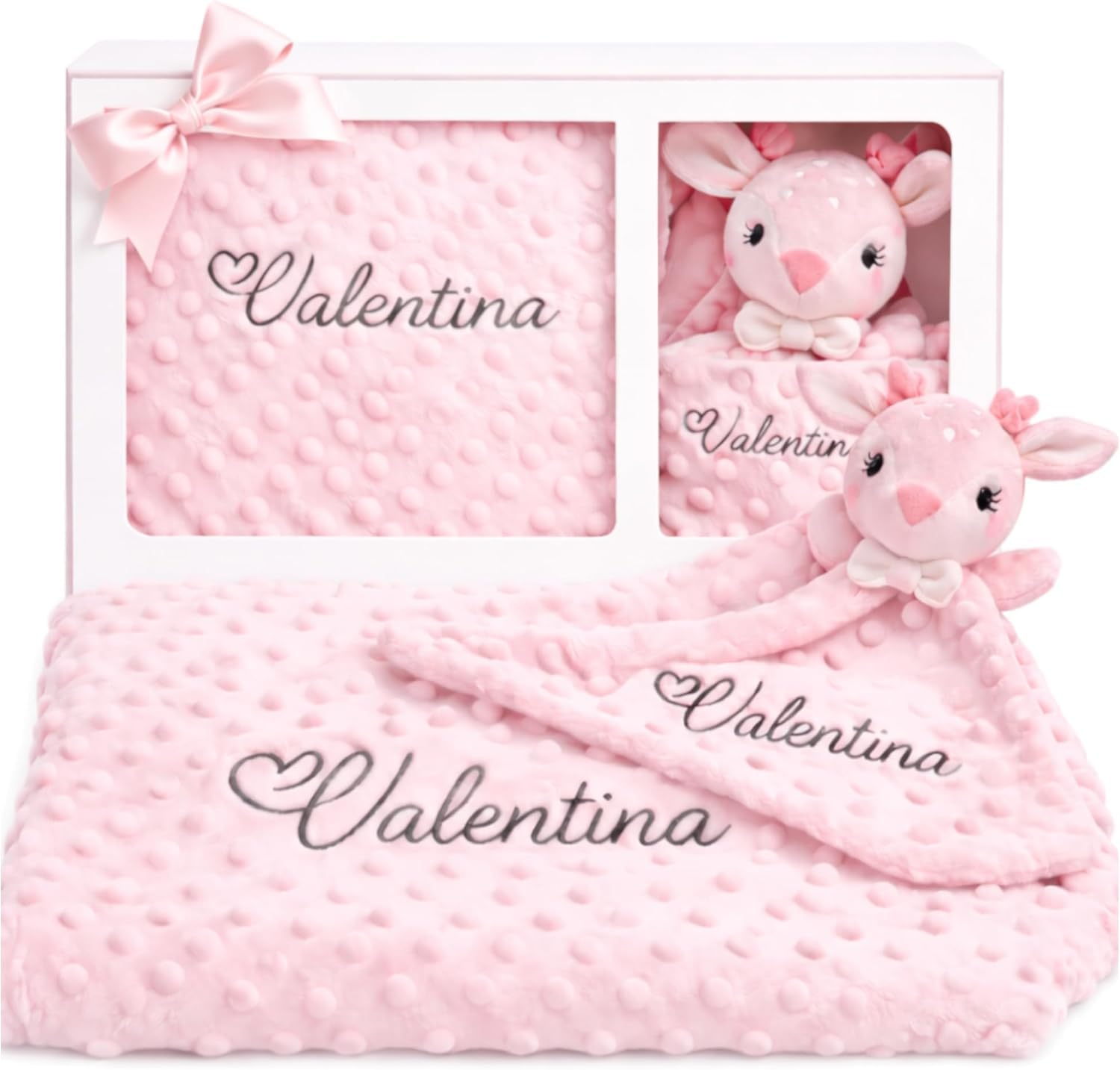 Pack Blanket with Doudou Personalised Gift Newborn Name Embroidered