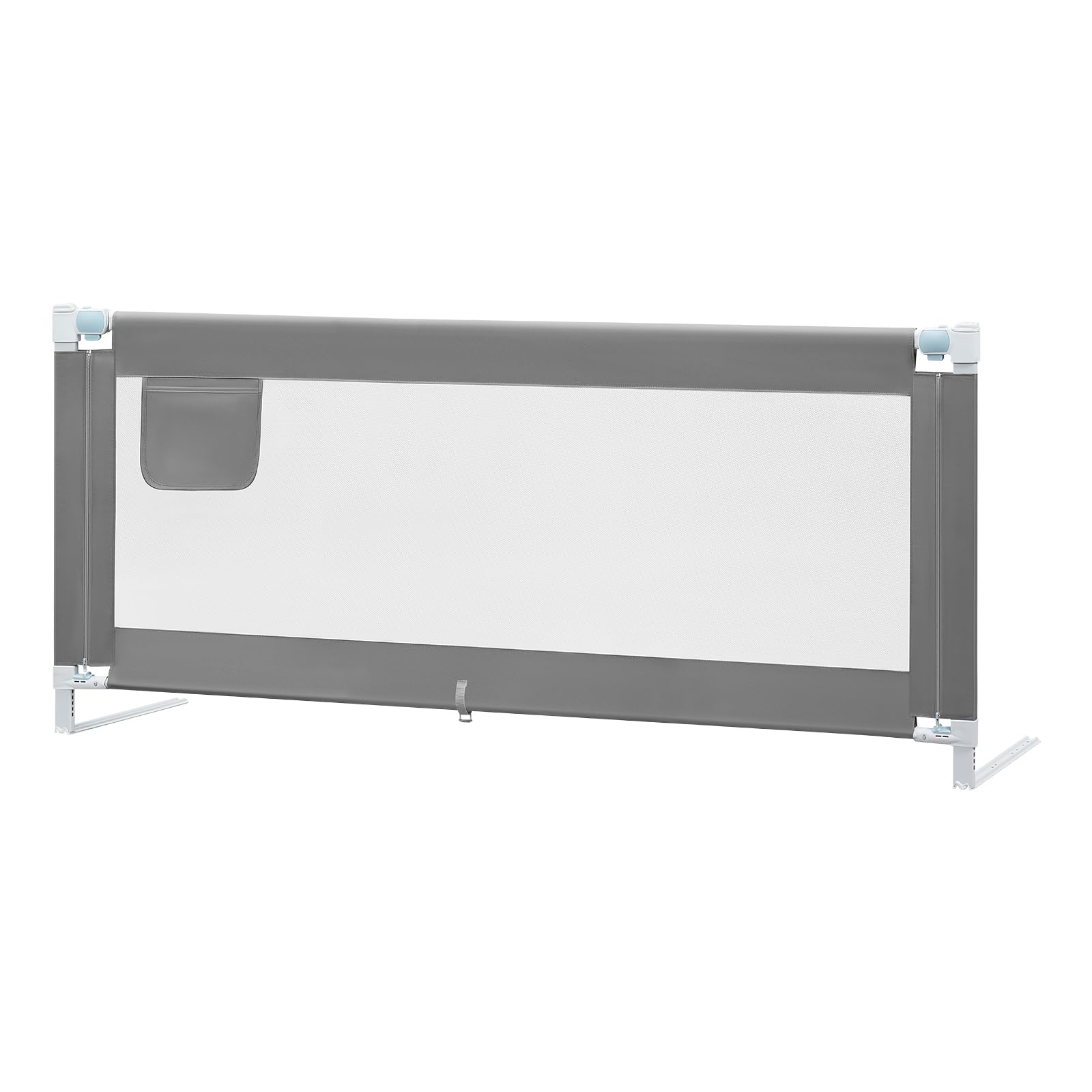 WOLTU Bettgitter 200 cm Eine Seite, Höhenverstellbares Bettschutzgitter 69–87 cm, Einziehbarer Rausfallschutz für Kinderbetten & Elternbetten, Kinderbettgitter, Dunkelgrau