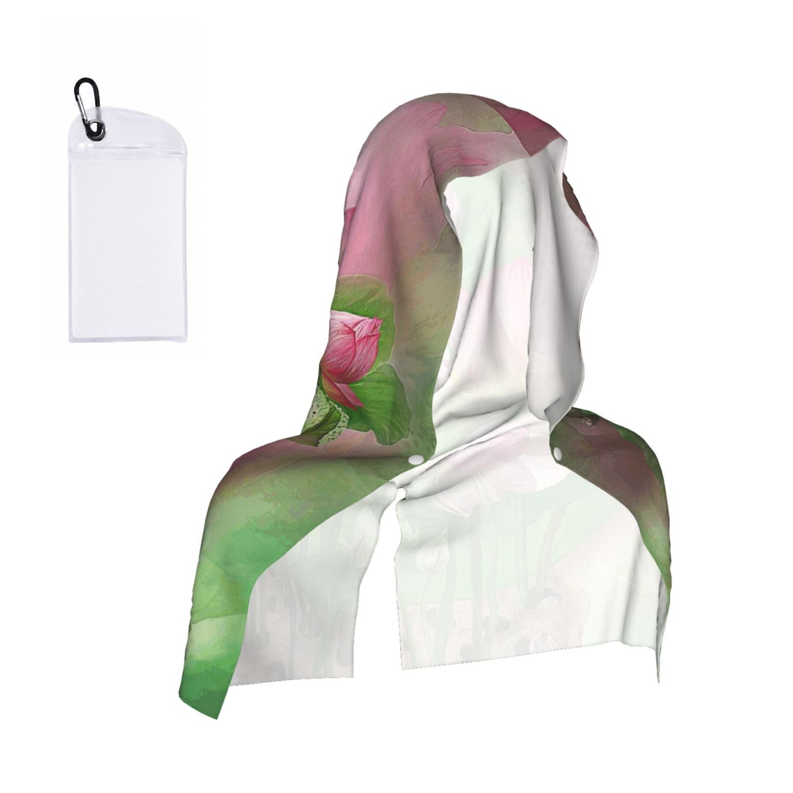 Esnaiuvcd Black Spirit Of The Lotus Print Multifunctional Cooling Hoodie Bandana Portable Sweat Absorbing Design For Beach Workouts Exercise Heat Relief Accessories