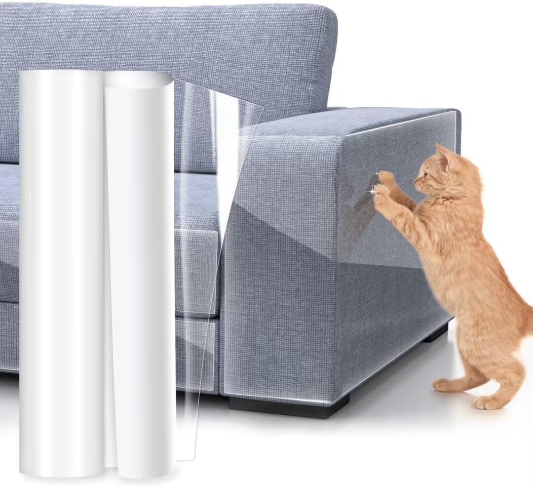 Uross Door Protector from Dog Scratching- 43CM X500CM Cat Scratch Furniture Protector, Dog Door Protector Scratch Guard, Transparent Self Anti-Scratch Cat Furniture Protector Tape for Window