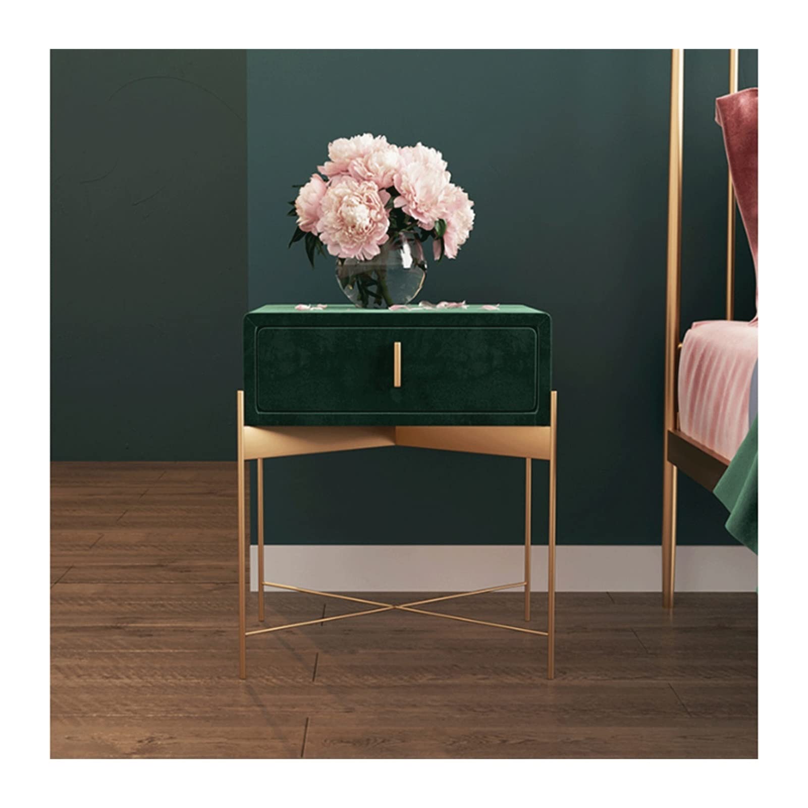 nachtschrank Kleinwohnung Nachttisch Schmiedeeisen Aufbewahrungsschrank Schlafzimmer Flanell Komplettes Einfaches Nachttischkabinett nachttische (Color : B)