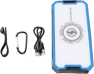 Solar Power Bank 36800mAh Caricatore solare con ricarica rapida wireless 4 porte USB Ingresso tipo C Luci LED per campeggio all'aperto Escursionismo Materiale ABS 550g 165x83x30mm