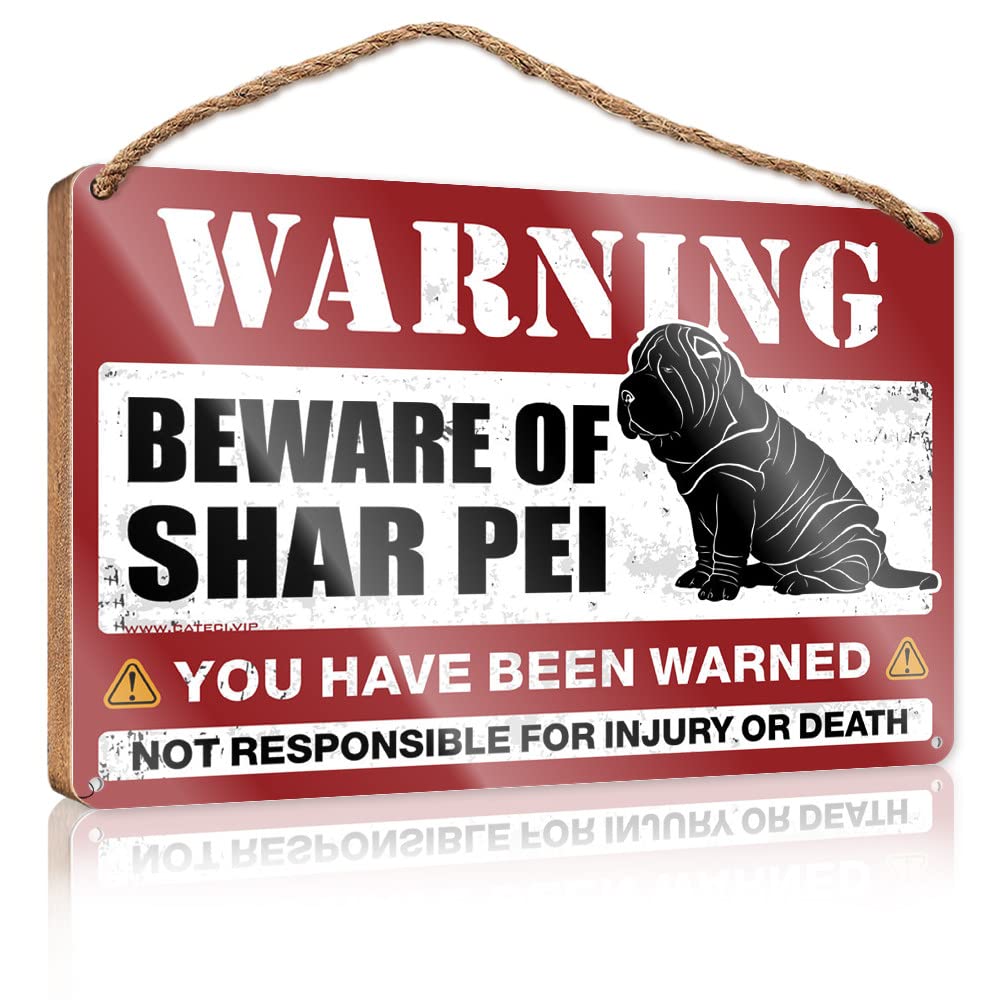 Quote Wood Plaque Beware Of Shar Pei Wooden Sign Sign Wooden Hanging Funny Hanging Sign(20X30CM)