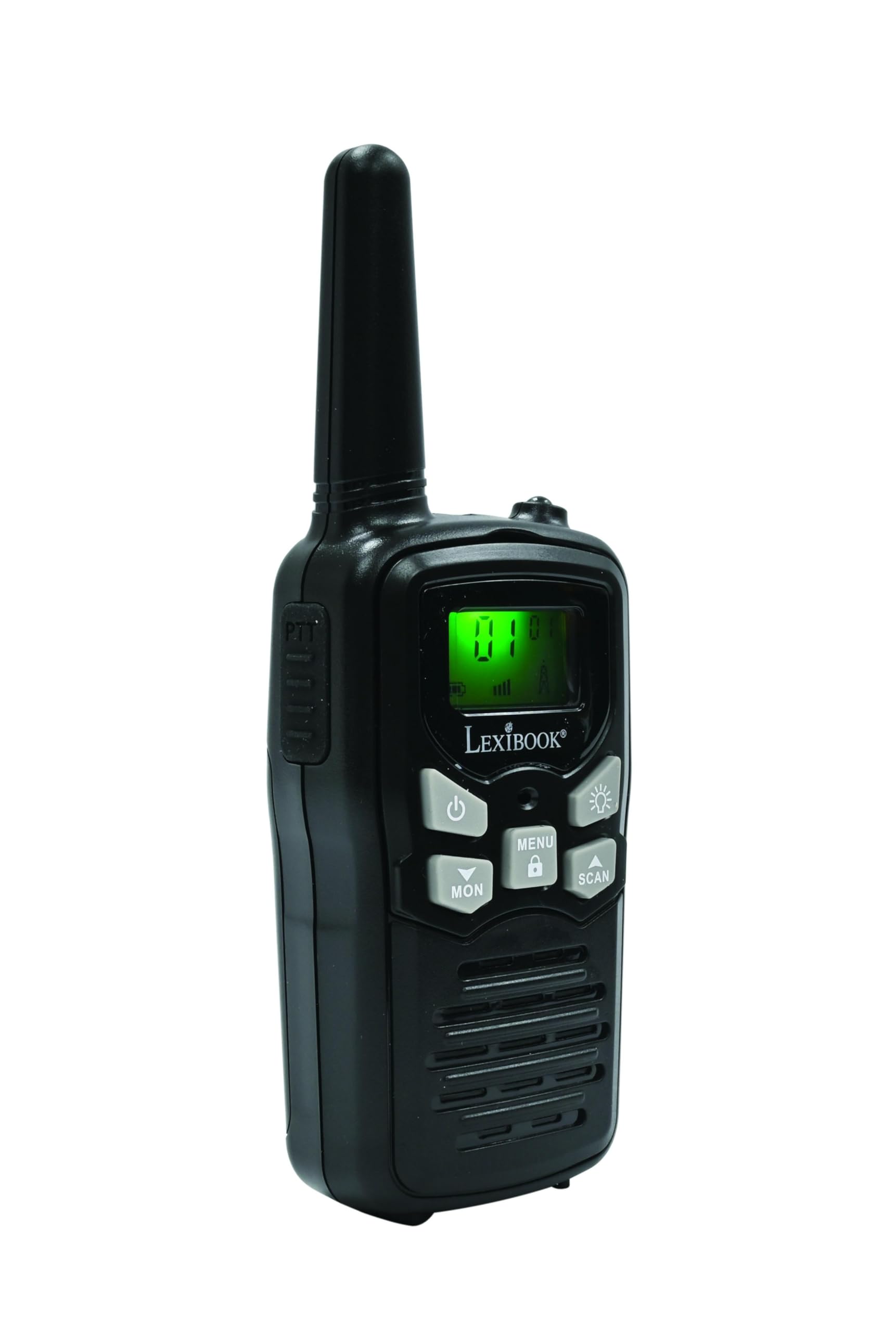 Lexibook, Walkie-Talkie per Bambini, Giocattoli a Lunga Distanza 8km / 5 miglia, Schermo LCD, Suono Digitale, Gioco di Comunicazione all'Interno e all'Esterno, Clip da Cintura, Nero, TW58
