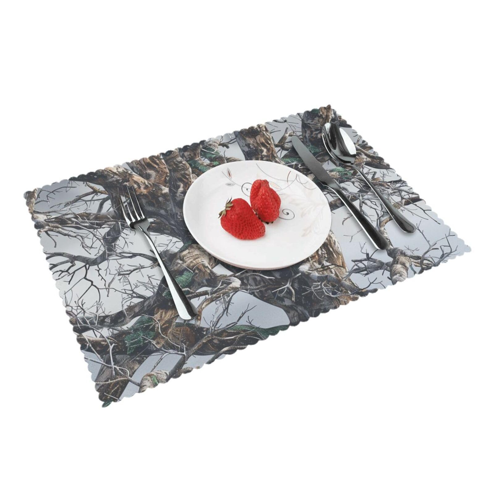 Cold Tree Camouflage Printed Placemat Heat Resistant Place Mats Set of 4 PCS Washable Kitchen Table Mats, 12x18 Inch