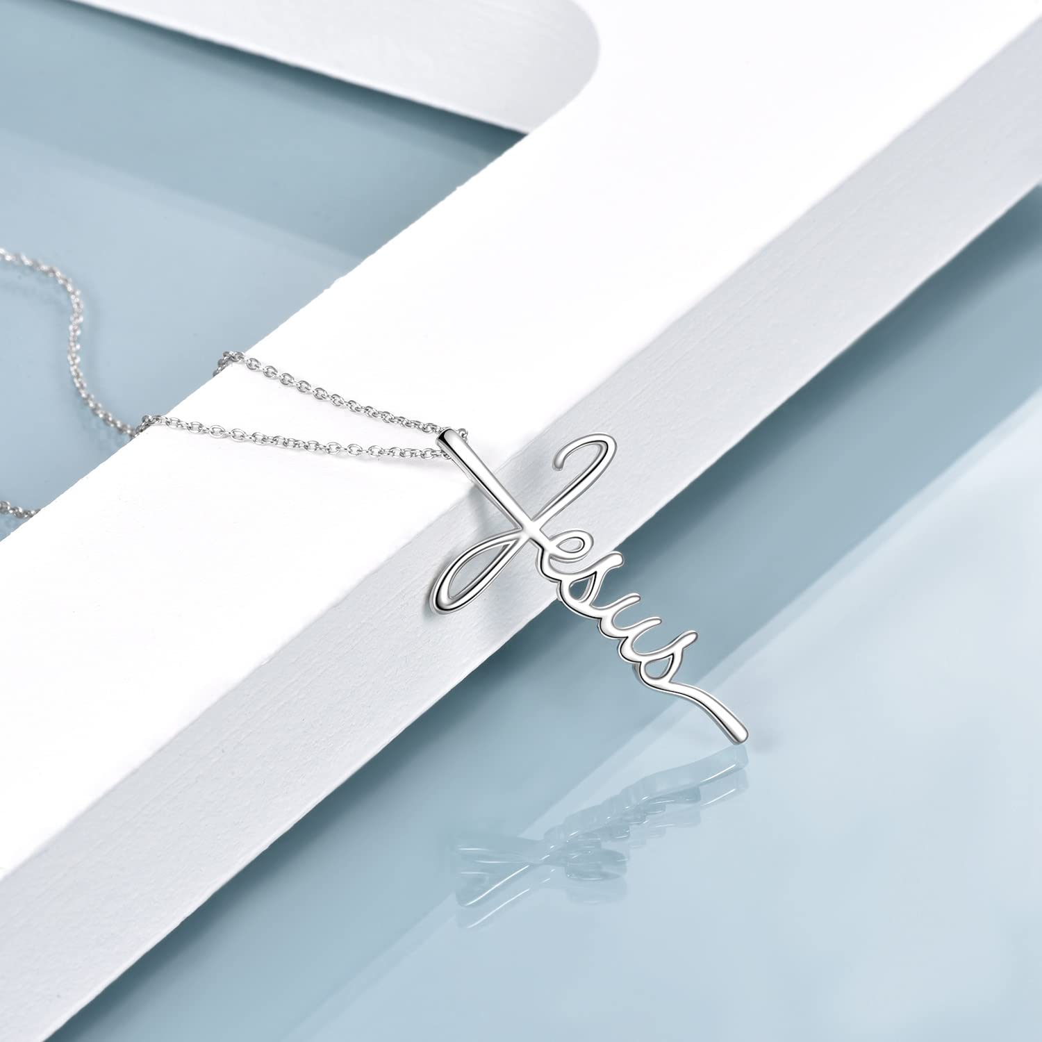VONALA Jesus Halskette 925 Sterling Silber Jesus Kreuz Anhänger Halskette Dragonfly Schmuck Christliche Geschenke für Frauen