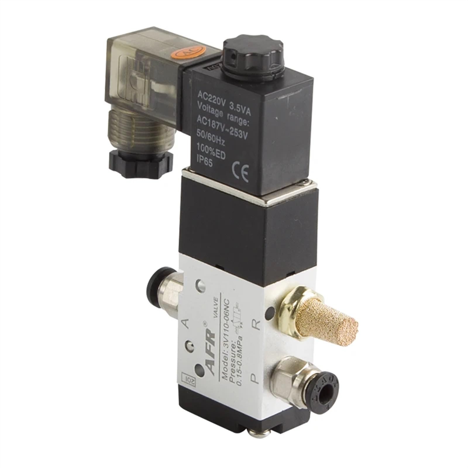 1 válvula solenoide 3V110-06 NO NC de 3 vías, Control Aire neumática, magnética Gas eléctrica, Cuerpo Aluminio, CC 12 V, 24, CA 110, 220(3V110-06 NO,AC 110V)