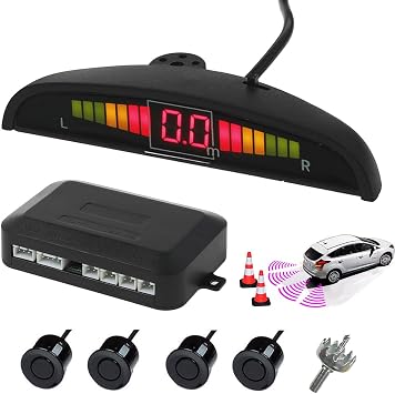 AUTOUTLET Rear Parking Sensor Kit 4 Sensors LED Display DC12V