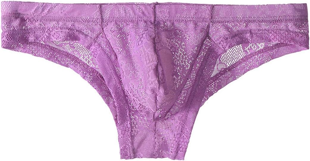 Mens Lace Transparent Bikini Briefs Low Waist Translucent Bulge Pouch Underwear - Image 3