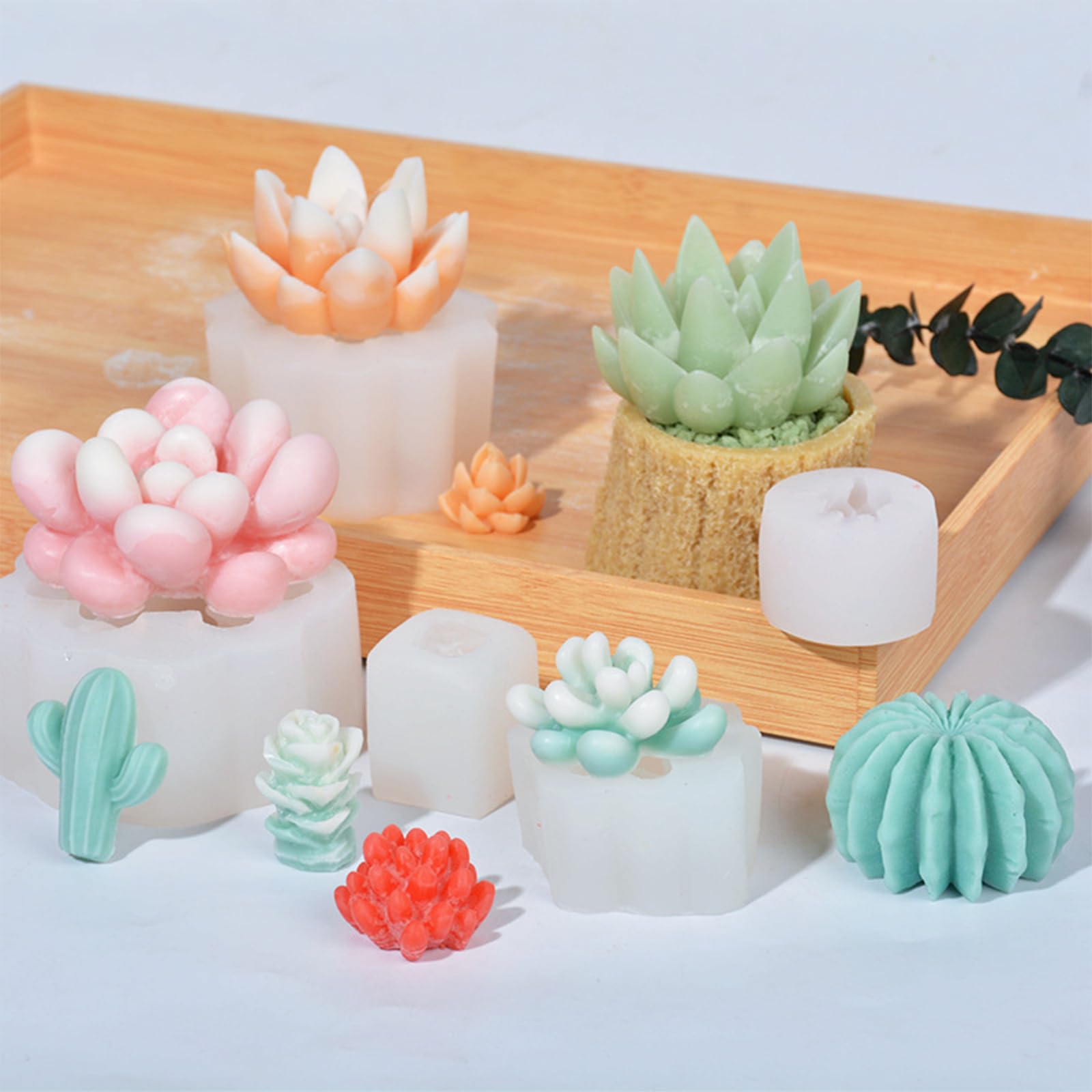 Stampi Per Candele In Silicone 9 Pezzi - Forme Cactus E Piante Grasse, Per Candele E Saponi - Foto 12