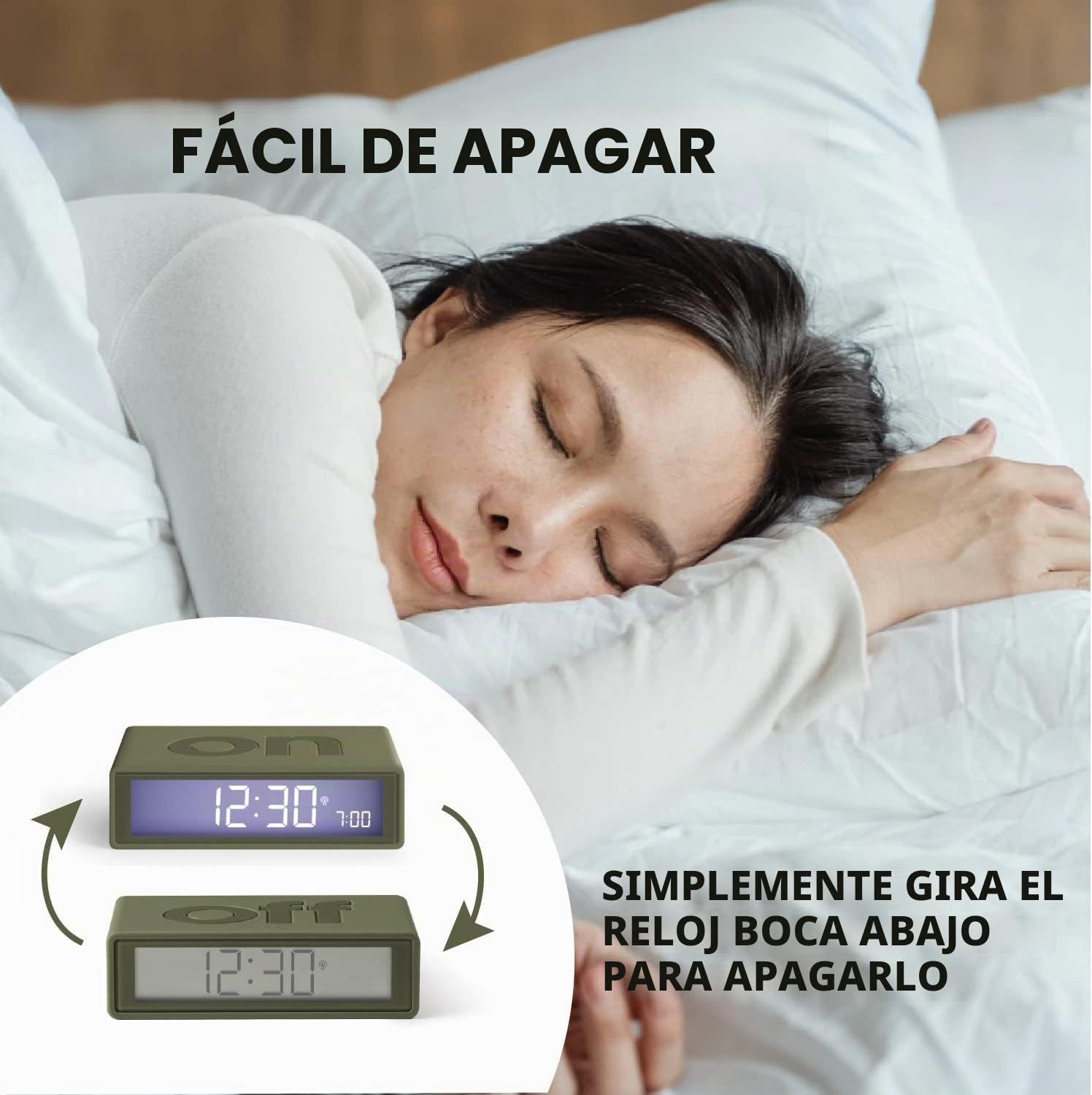 Lexon Flip+ Reloj Despertador con Pantalla LCD (Goma), Color Gris Rosado