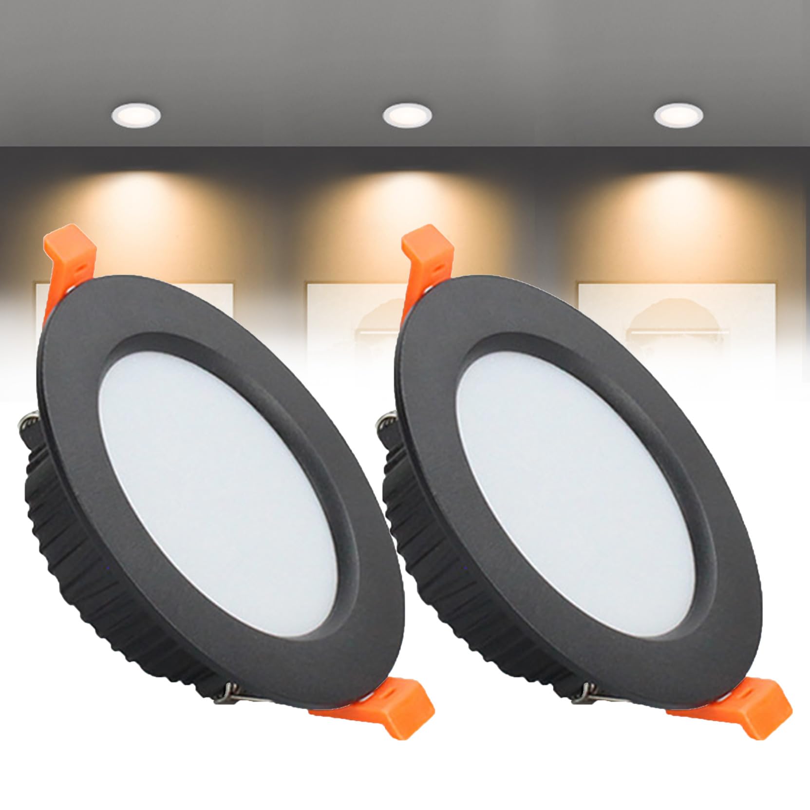 Syibelters 7W LED Recessed Ceiling Lights 108mm Warm White 3000K 7W 240LM, Cut Φ80-90mm, AC110-240V Ultra Slim Downlights, LED Panel Light for Living Room Hallway, 2 Pack