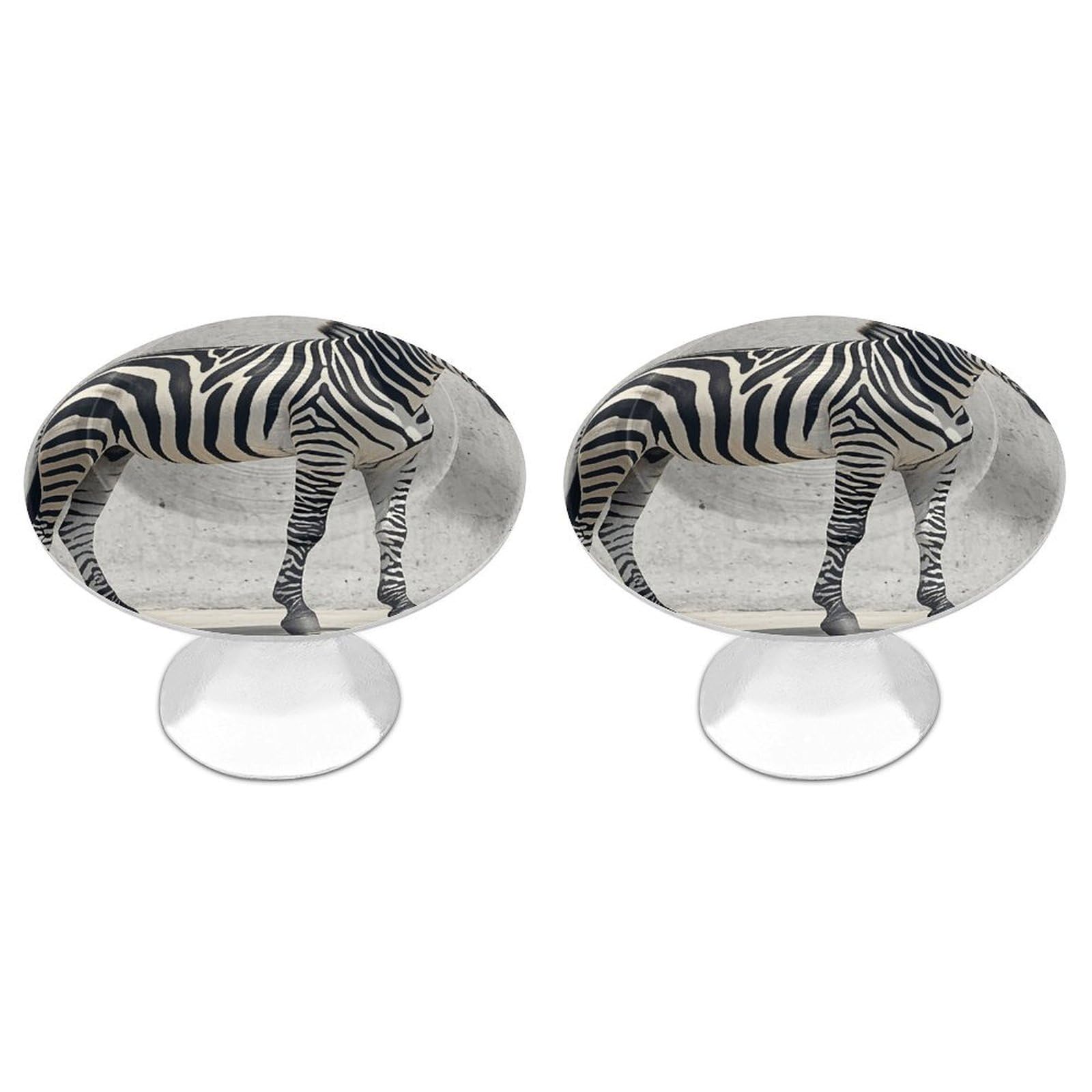 FekiLoot Round Cabinet Knob 2 Pack Kitchen Drawer Knobs Stainless Steel Round Drawer Pulls Modern Cabinet Hardware Zebra on The Wall Drawer Hardware for Dresser Closet Door Knobs