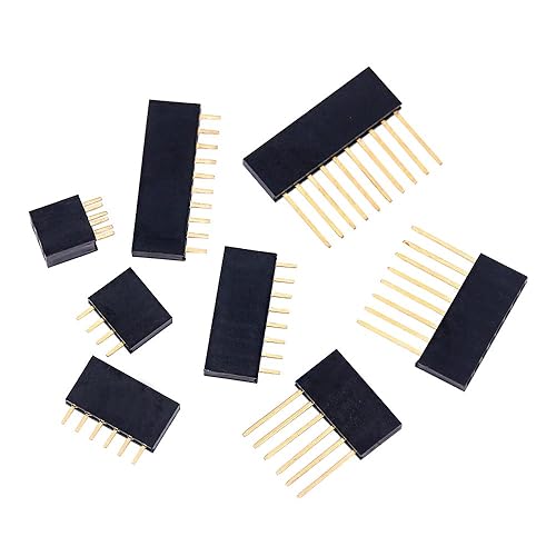 Miniatura 5 de Glarks Kit surtido de conectores de clavijas macho y hembra de 0.094 pulgadas, 100 protectores apilables y 12 cabezales de placa PCB separables para