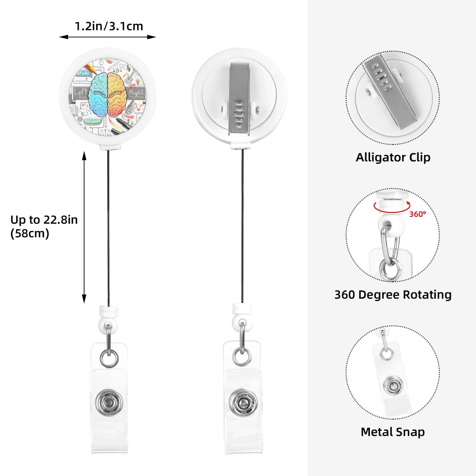 Hart Lung Brain Badge Reel Houder met Acryl Constructie, Intrekbaar