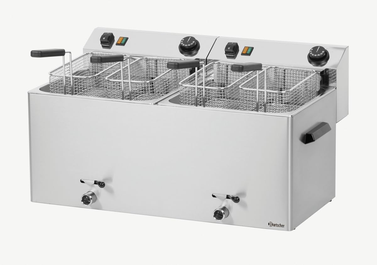Bartscher Elektrofritteuse PROFI 2 Becken je 10 Liter mit Fettablasshahn Gastronomiebedarf