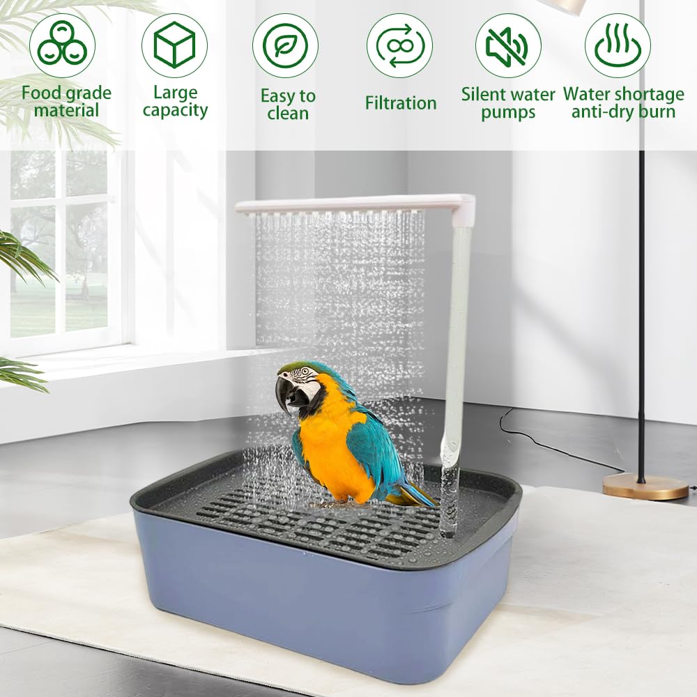 Baignoire Oiseaux Automatique, Electrique Baignoire pour Oiseaux, Baignoire de Douche avec Douche à Circulation Eau, Multifonctionnelle Baignoire Perroquet