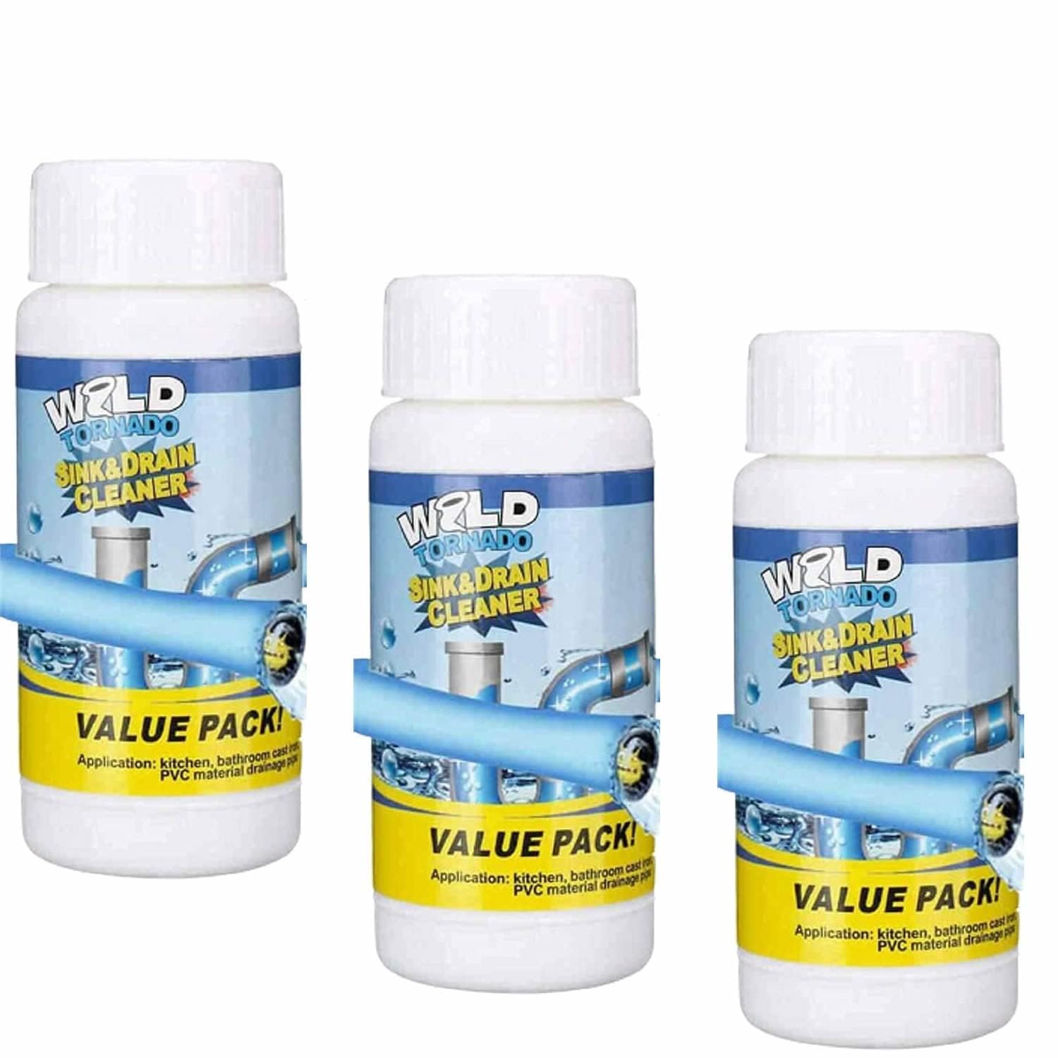 Wild Tornado Sink & Drain Cleaner Powder | Powerful & Clog Remover Sink Cleaner | Automatic Toilet Blockage Cleaner, Removes Clogs, Blockage in Washbasin, Septic Tank, Sinks, Pipes 330g (Pack of 3) (B0D5WDMQZX) Amazon Price History, Amazon Price Tracker