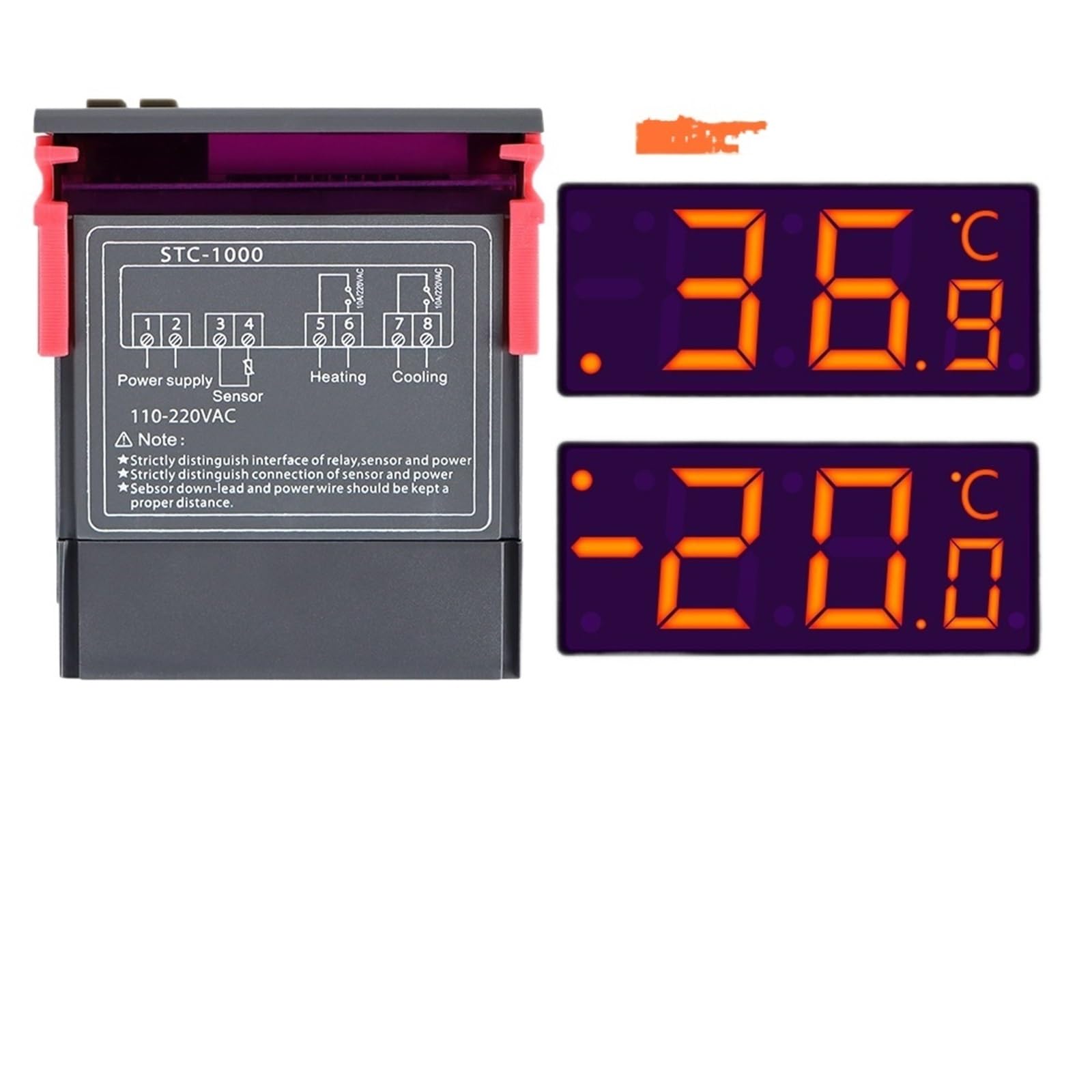 Controlador de temperatura STC-1000 12V 24V 220V Termostato digital Termorregulador Incubadora Relé LED 10A Calefacción Refrigeración(220V)