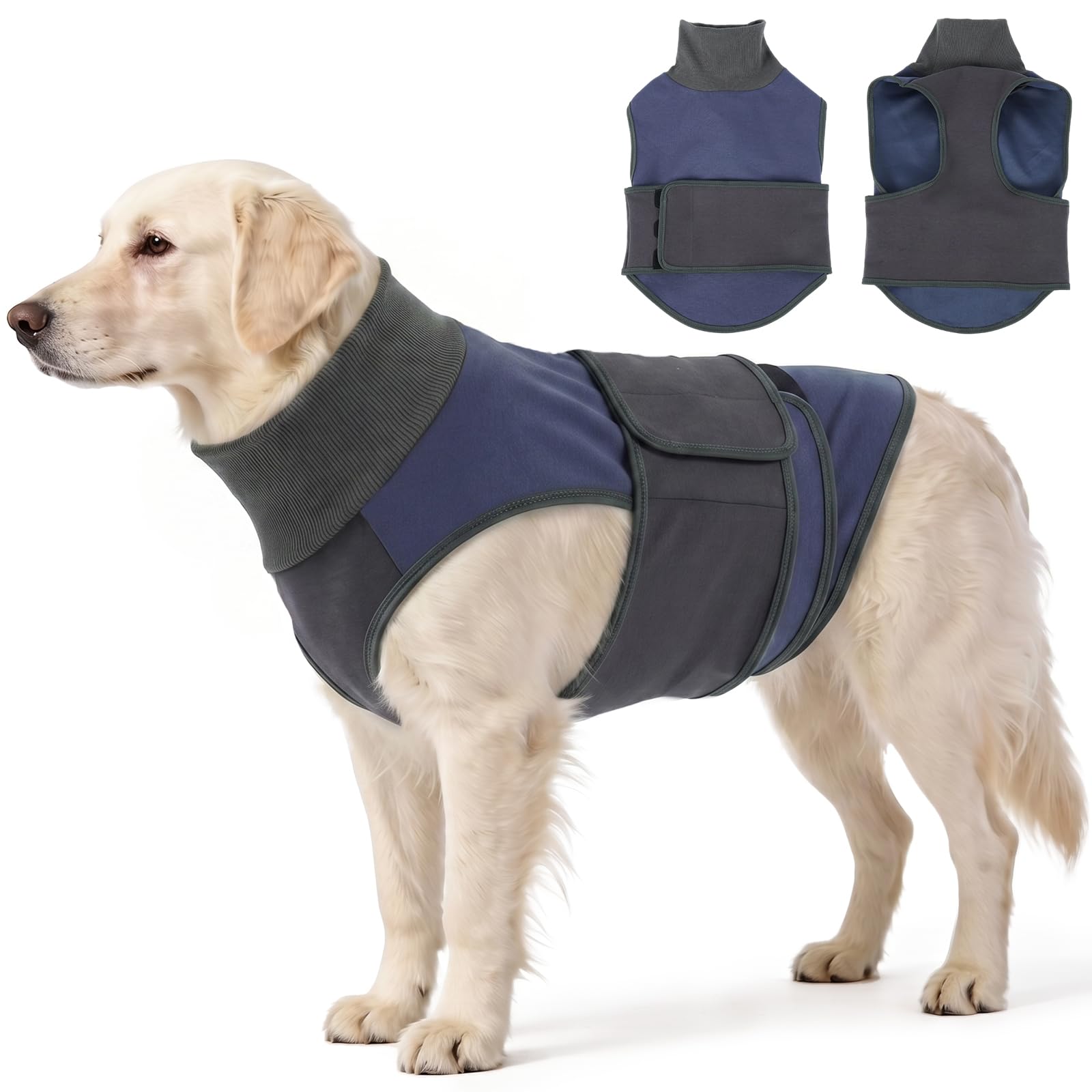 Katzinst Dog Calming Vest, Breathable Wrap Anxiety Relief Coat, Ease Stress from Thunderstorm, Firework and Separation Anxiety, Blue M