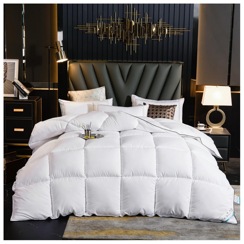 WWYL Duvet, Reversible Duvet, Anti Allergy Goose Feather Down All Year Round Duvet, Cotton Cover & Down Proof Fabri, Machine Washable (White,180 * 220cm 3kg)