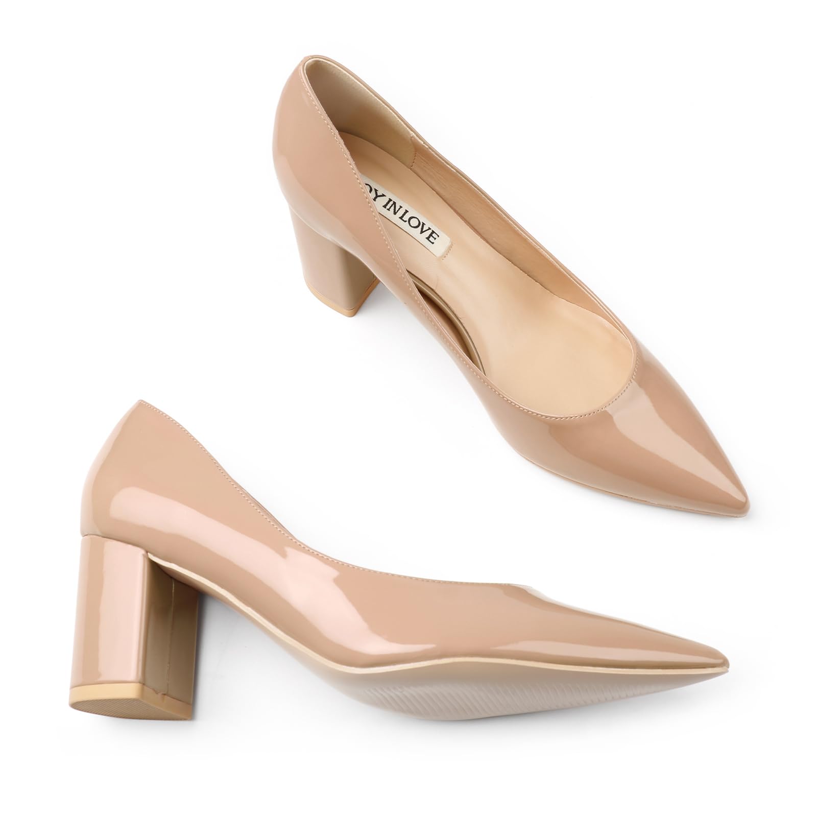 JOY IN LOVE Pumps for Women Chunky Heels Comfortable Middle Block Heel Work Dress Pumps