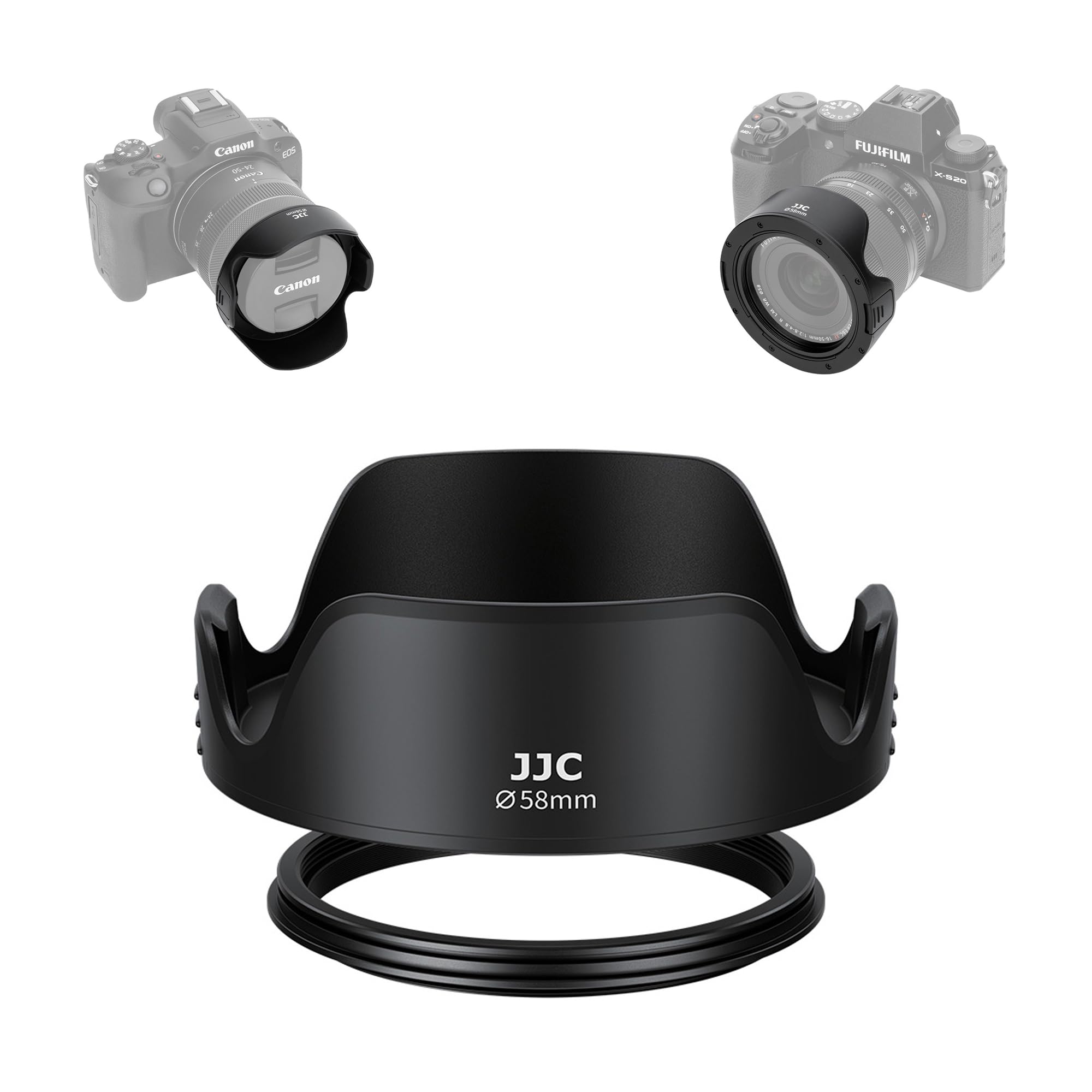 Amazon | JJC 可逆式 58mm レンズフード + アダプターリング 汎用 各