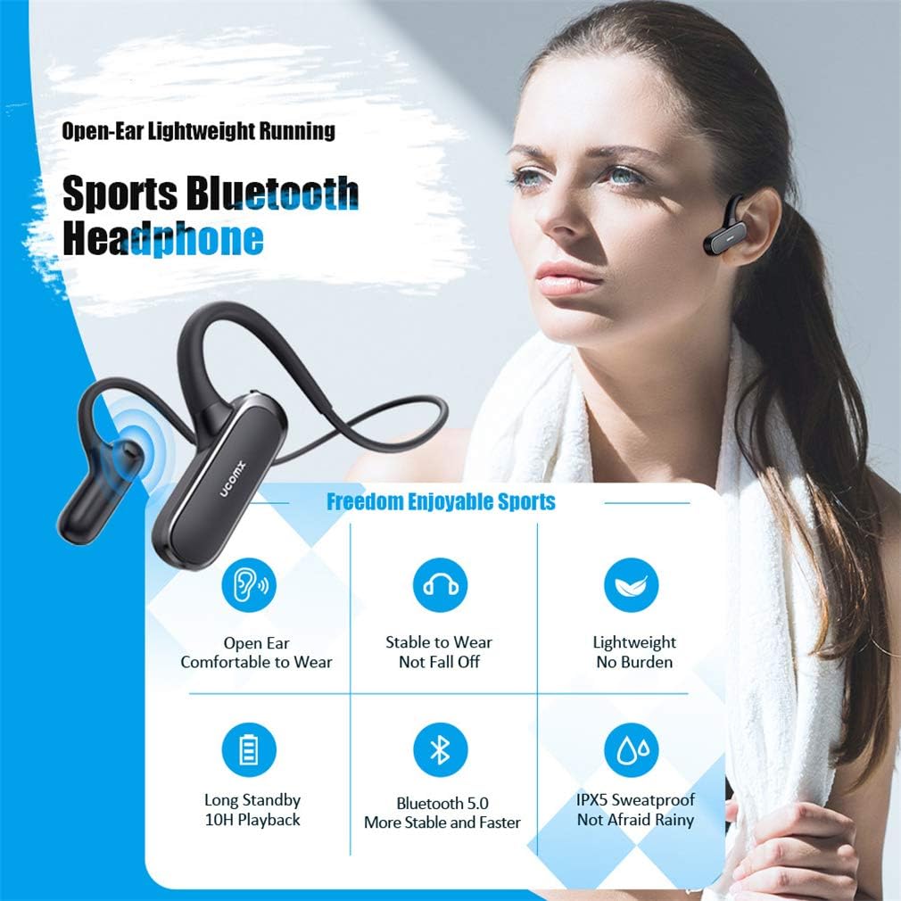 Bone Conduction Headset, Sports Bluetooth 5.0 Headphones Open-Ear Wireless Earphones, with Microphone Speaker, for Running, Sports, Fitness,Red