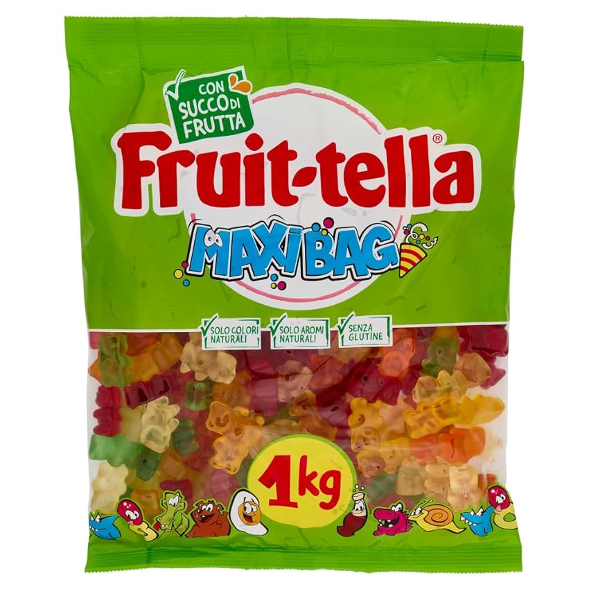 Fruittella Orsetti, Caramelle Gommose, Gusto Frutti Assortiti con Succo di Frutta, Senza Glutine, Confenzione da 1 Busta da 1Kg, per Feste, Regalo, una Scorta di Allegria