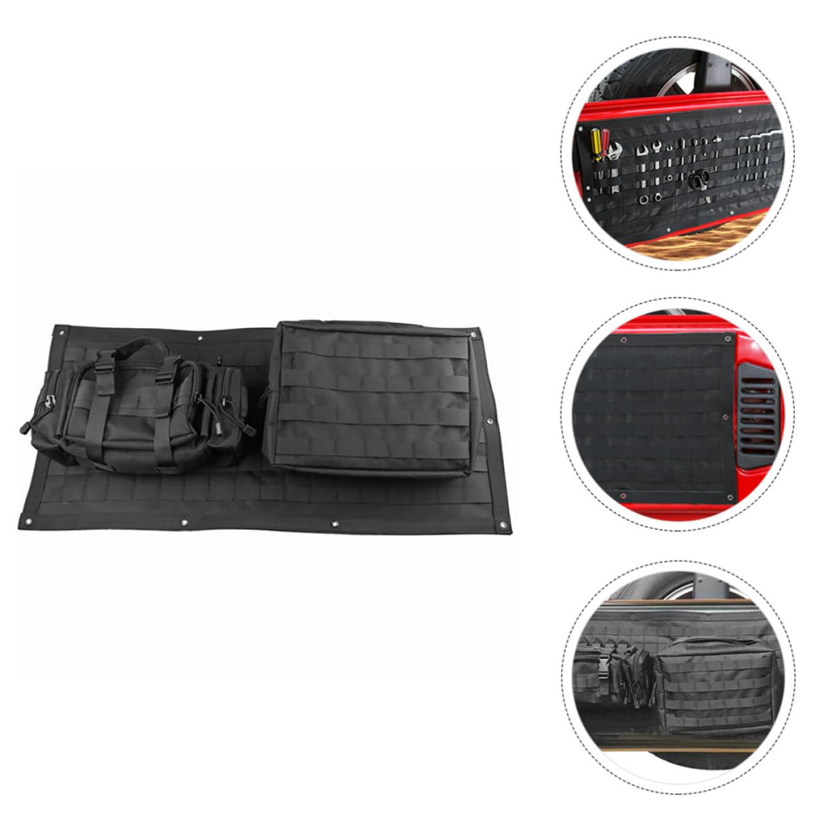 Bolsa en Nylon de Almacenamiento para Puerta Trasera de Coche Negro Excelente Acabado y Detalles Delicados y Organización para Uso Prolongado en Furgonetas Camper