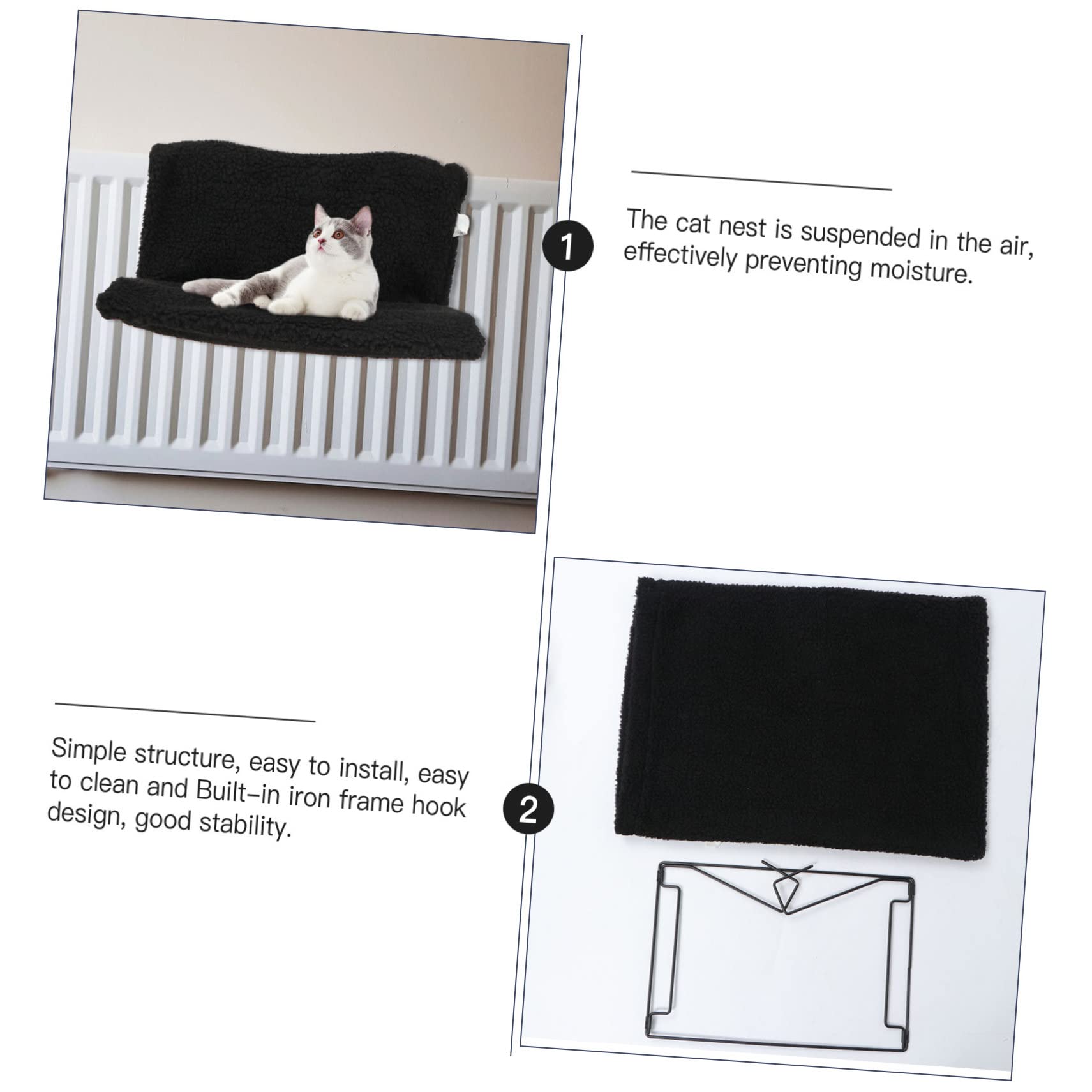 Hamac pour Chat de Radiateur à Cadre Métallique Noir