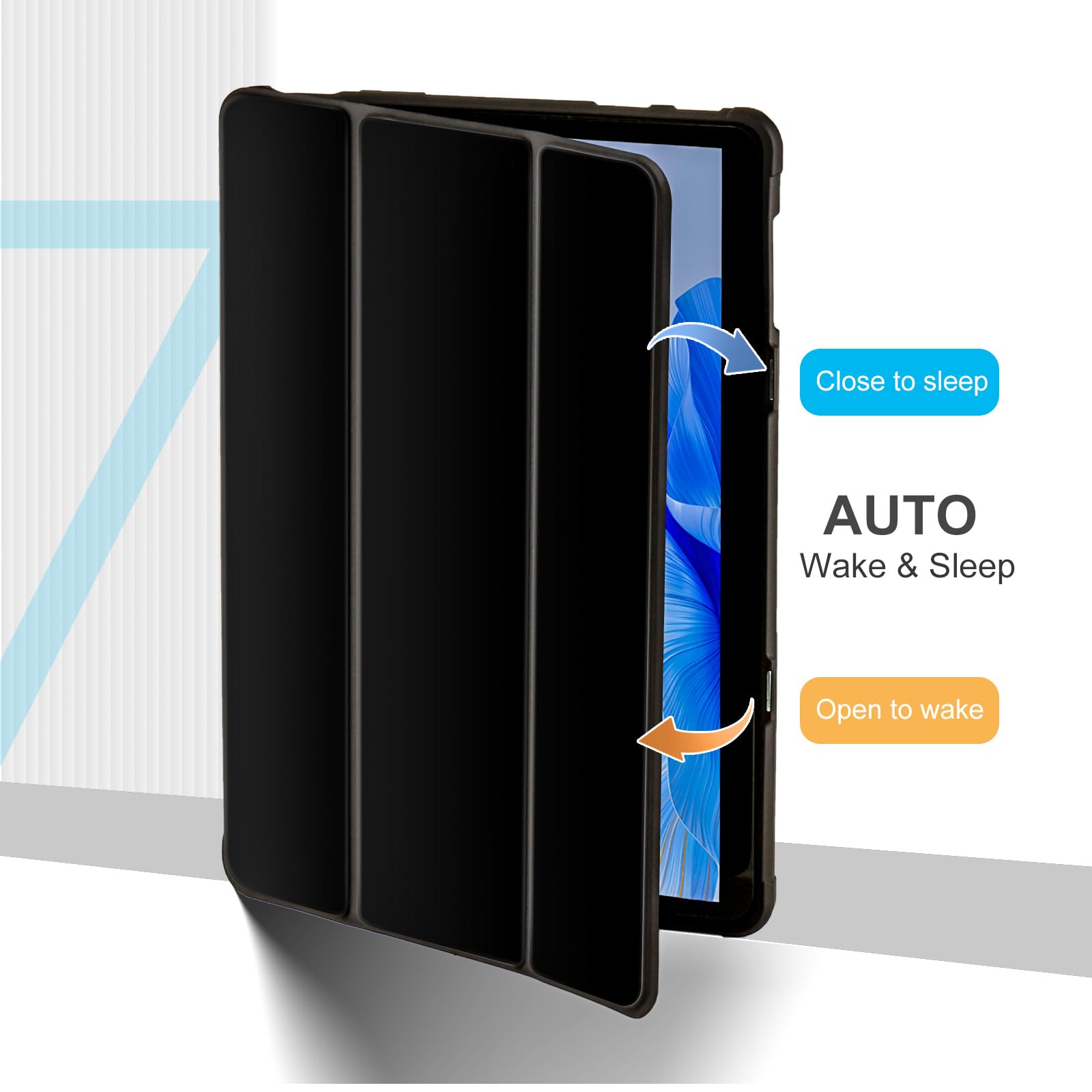 Custodia sottile per tablet Amazon Fire HD 10 da 10,1 pollici (13a generazione, 2023Release), custodia per Kindle Fire 10, custodia a tre ante con supporto a doppia angolazione, retro in morbido TPU,