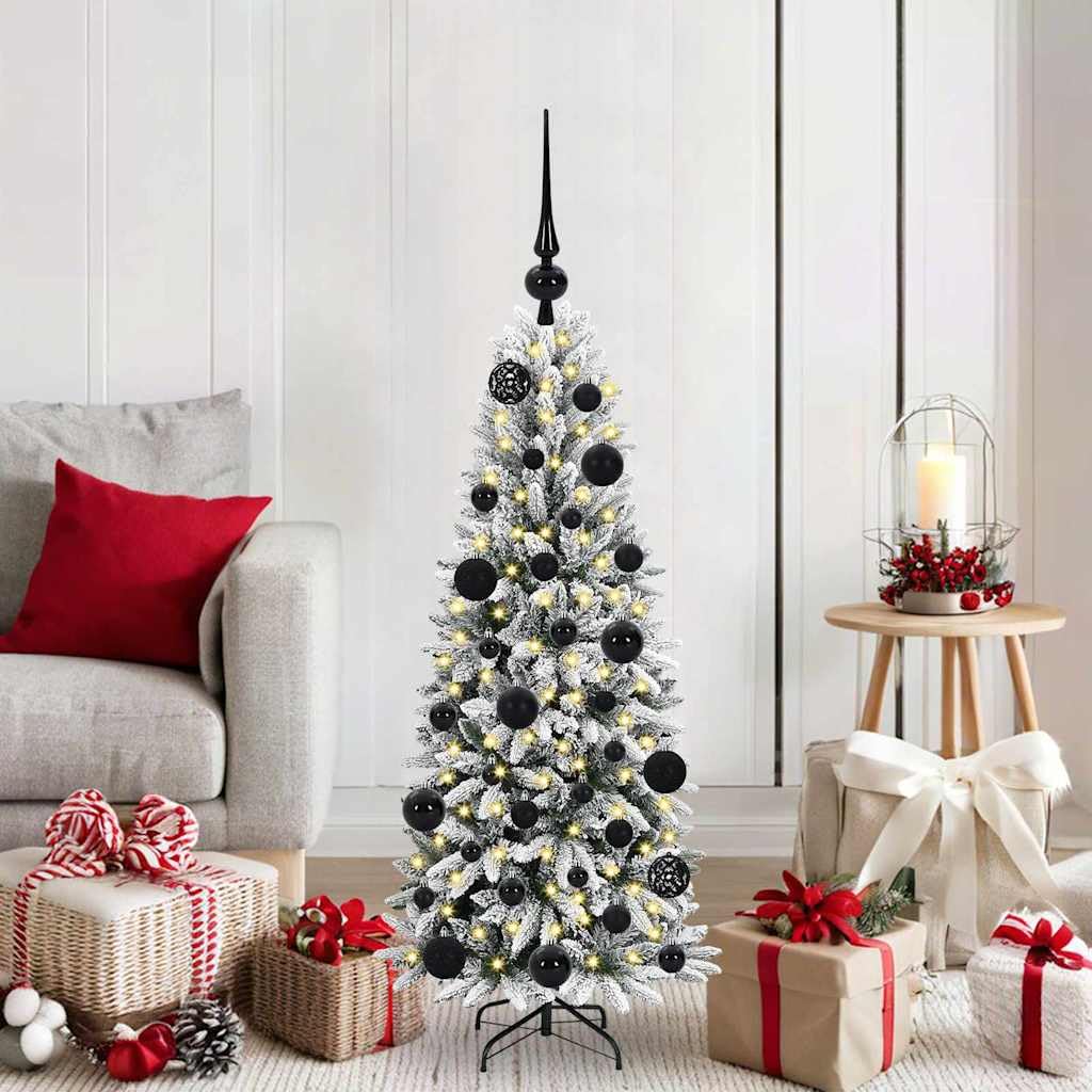 Árbol de Navidad artificial de 120 cm con luces LED blancas cálidas y soporte plegable de metal